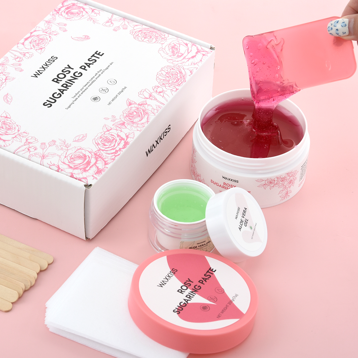 200g Rose Infused Sugar Wax Kit For Hair Removal